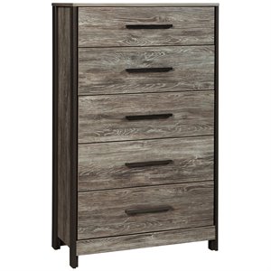 ashley furniture cazenfeld 5 drawer chest in black and gray