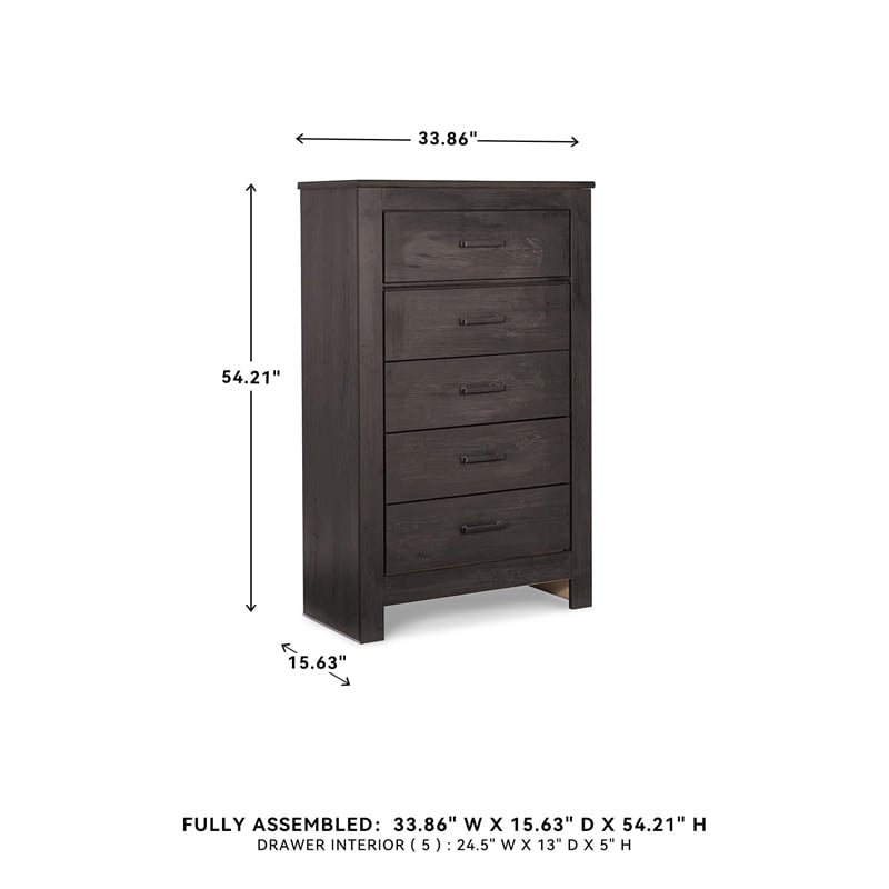 Signature Design by Ashley Brinxton 5 Drawer Chest in Almost Black