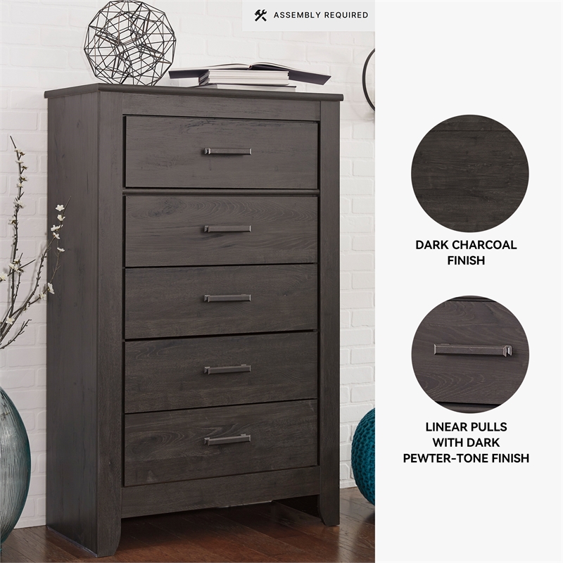 Signature Design by Ashley Brinxton 5 Drawer Chest in Almost Black