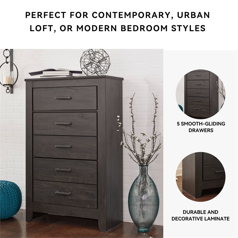 Signature Design by Ashley Brinxton 5 Drawer Chest in Almost Black