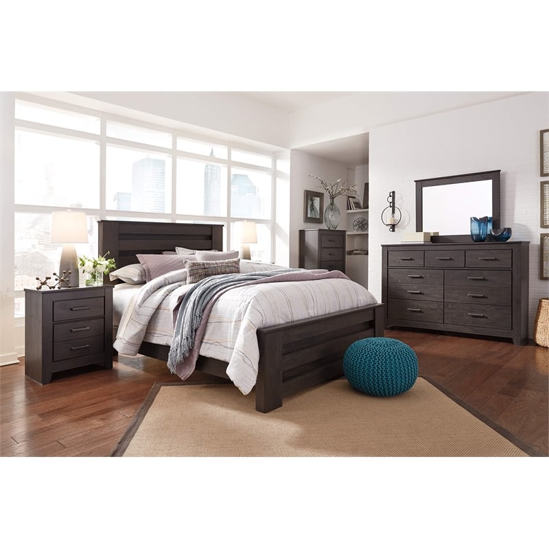 Ashley Furniture Brinxton Engineered Wood 2-Drawer Bedroom Nightstand - Charcoal