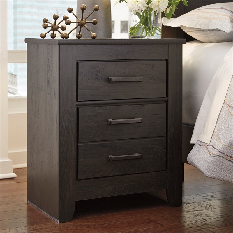 Ashley Furniture Brinxton Engineered Wood 2-Drawer Bedroom Nightstand - Charcoal