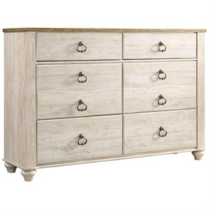 ashley furniture traditional engineered wood 6 drawer double dresser in white
