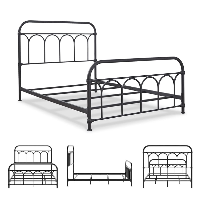 Signature Design by Ashley Nashburg Full Metal Spindle Bed in Matte Black