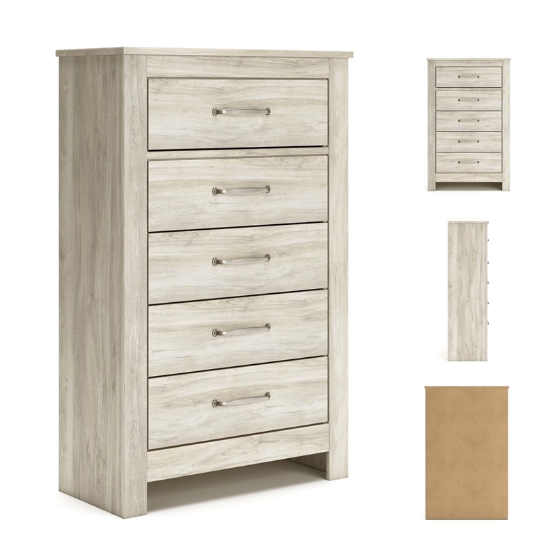 Signature Design by Ashley Bellaby 5-Drawers Bedroom Chest in White Wash