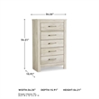 Signature Design by Ashley Bellaby 5-Drawers Bedroom Chest in White Wash
