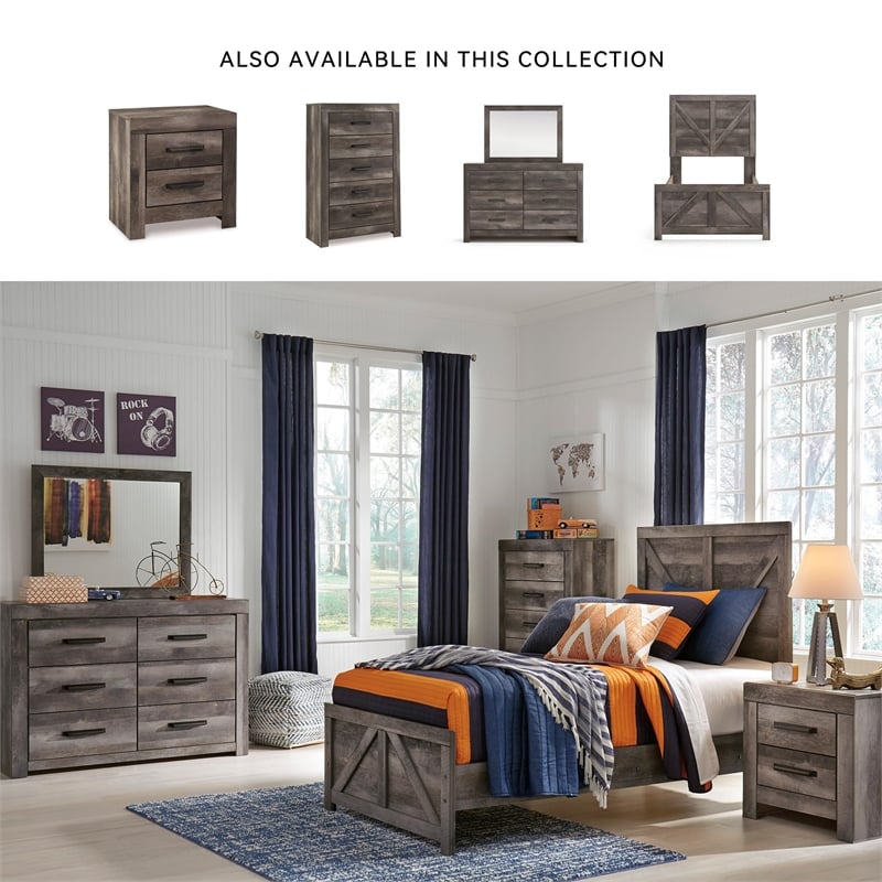 Signature Design by Ashley Wynnlow 2 Drawer Nightstand with USB Ports in Gray