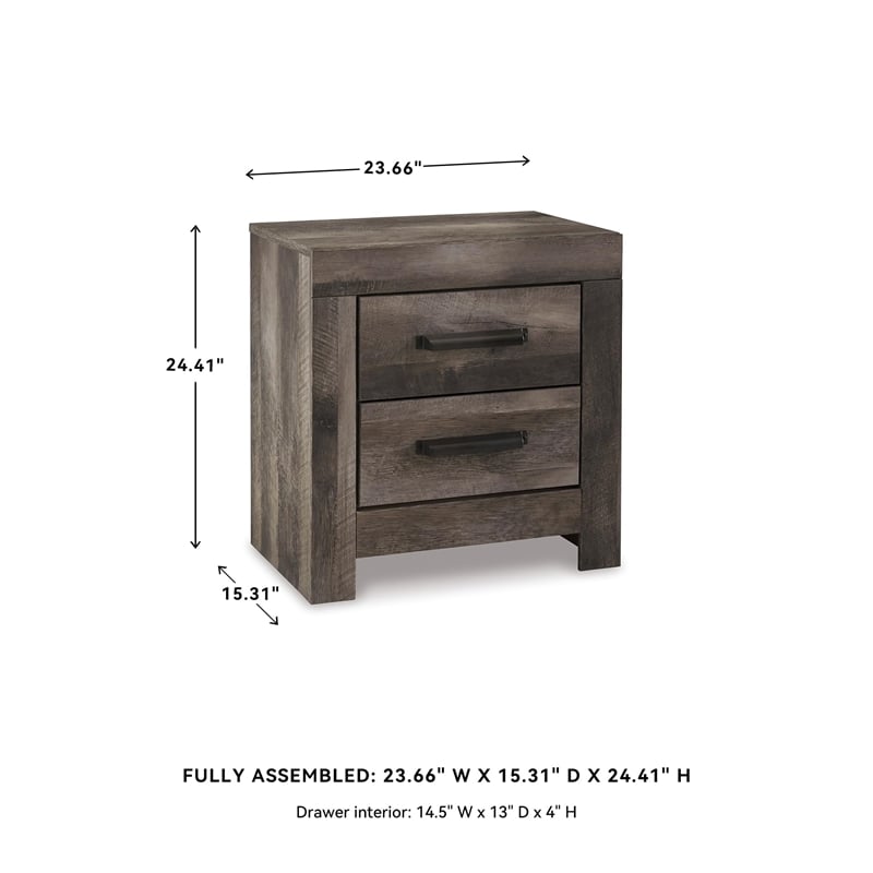 Signature Design by Ashley Wynnlow 2 Drawer Nightstand with USB Ports in Gray