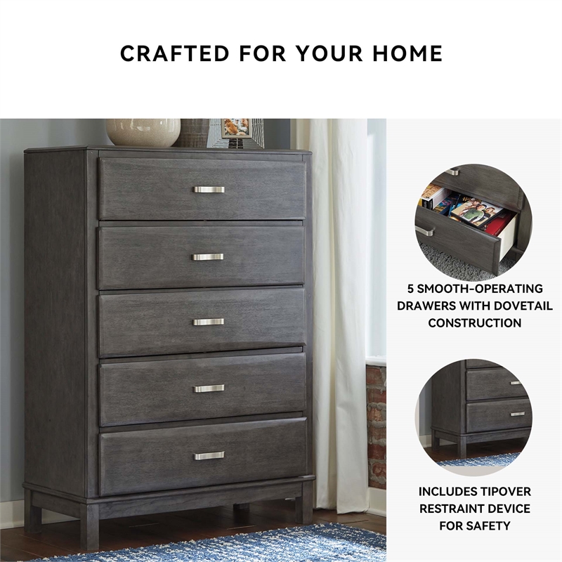 Signature Design by Ashley Caitbrook 5 Drawer Chest in Gray