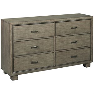 ashley furniture arnett 6 drawer double dresser in smokey gray