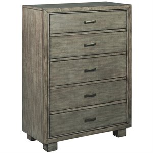 ashley furniture arnett 5 drawer chest in smokey gray