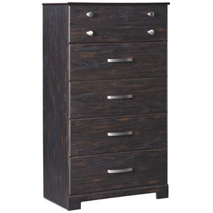 ashley furniture reylow 5 drawer chest in dark brown