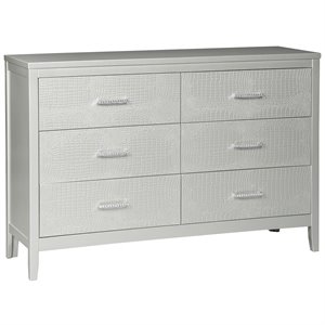 ashley furniture olivet 6 drawer double dresser in metallic silver