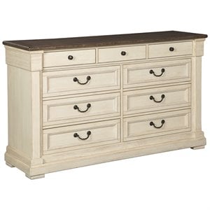 ashley furniture bolanburg 9 drawer dresser in antique white and oak