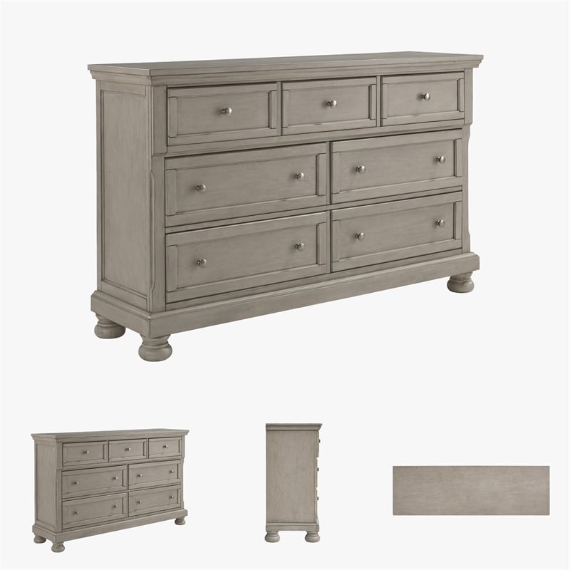 Ashley Furniture Lettner 7 Drawer Dresser in Light Gray