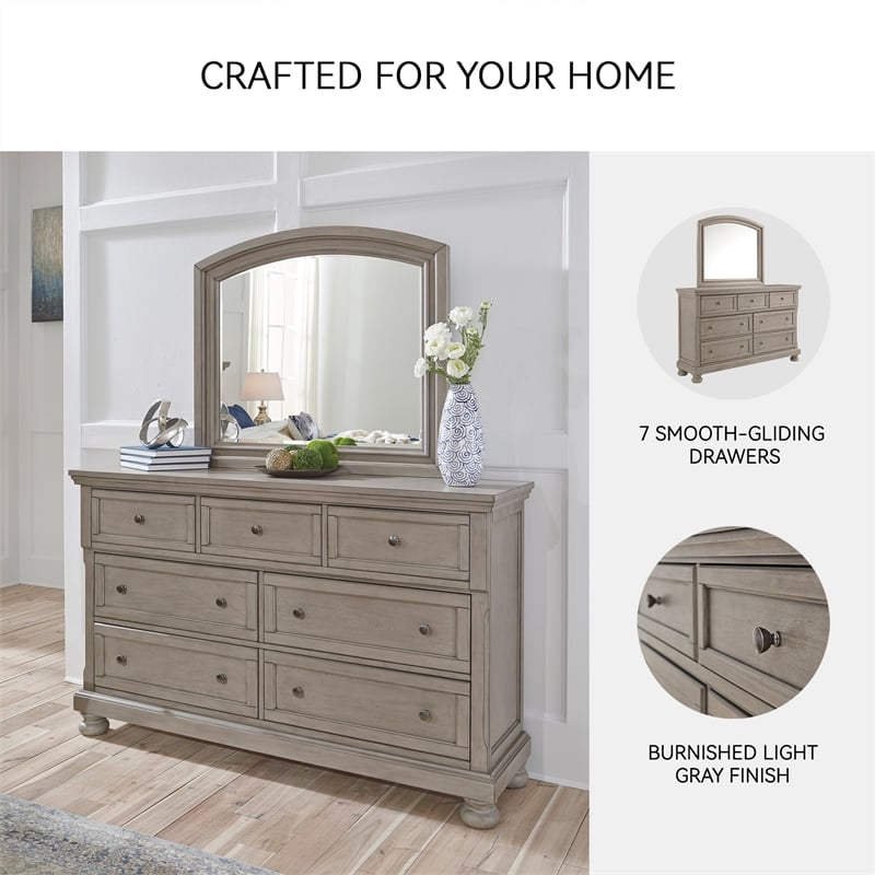 Ashley Furniture Lettner 7 Drawer Dresser in Light Gray