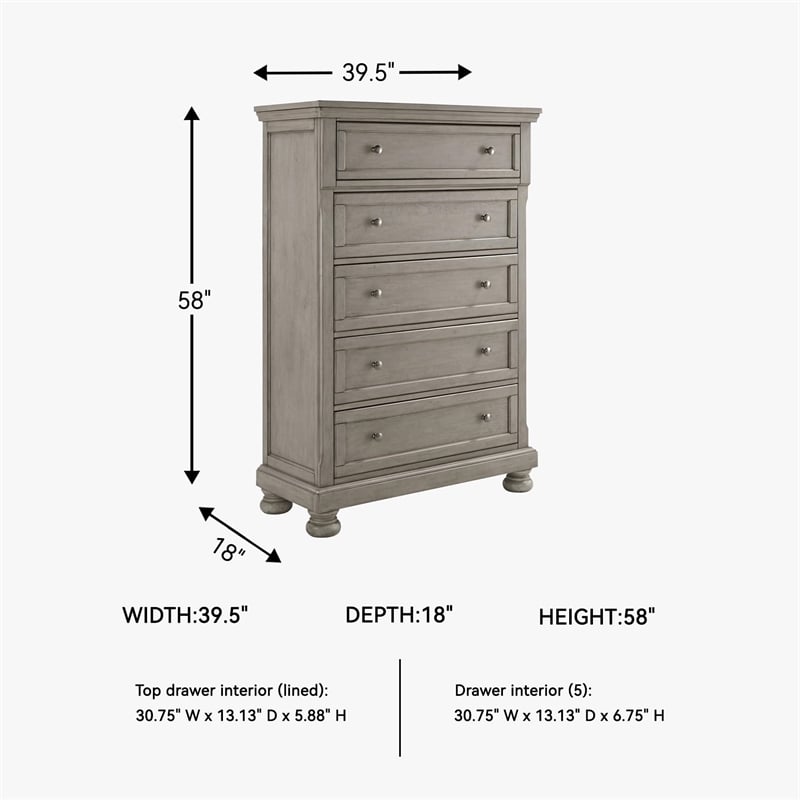 Signature Design by Ashley Lettner 5 Drawer Chest in Light Gray