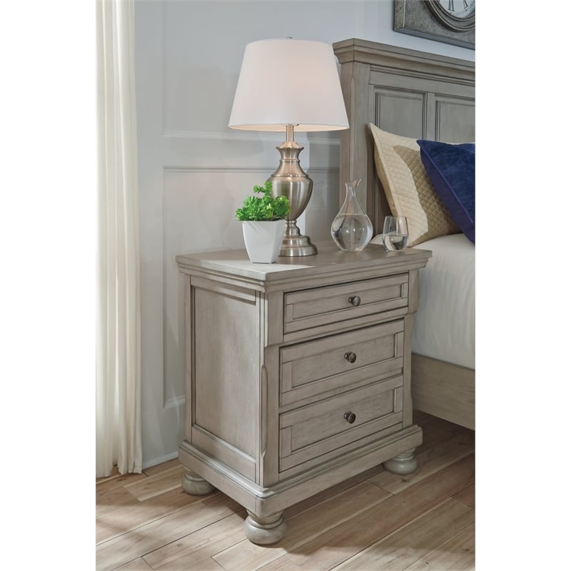 Signature Design by Ashley Lettner 2 Drawer Nightstand in Light Gray