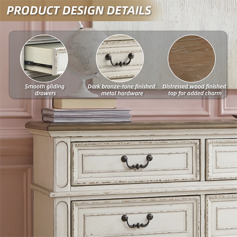 Ashley Furniture Realyn Engineered Wood 6 Drawer Double Dresser in Mahogany