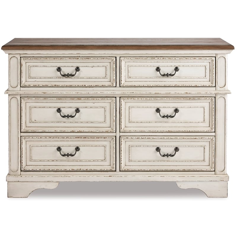 Ashley Furniture Realyn Engineered Wood 6 Drawer Double Dresser in Mahogany