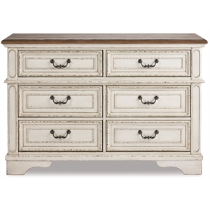Ashley Furniture Realyn Engineered Wood 6 Drawer Double Dresser in Mahogany