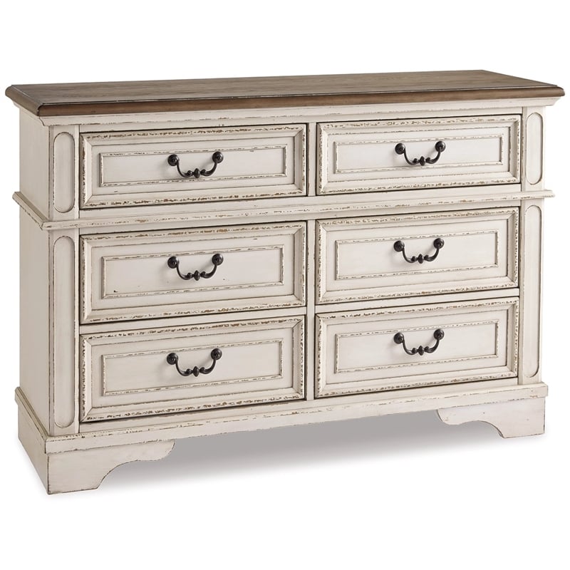Ashley Furniture Realyn Engineered Wood 6 Drawer Double Dresser in Mahogany