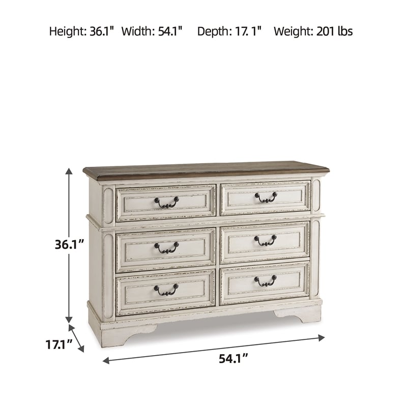 Ashley Furniture Realyn Engineered Wood 6 Drawer Double Dresser in Mahogany