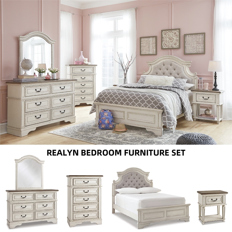 Ashley Furniture Realyn Engineered Wood 6 Drawer Double Dresser in Mahogany