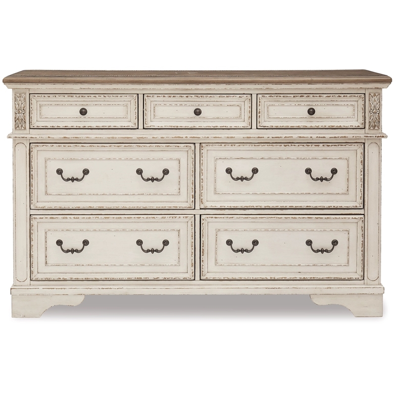 Signature Design by Ashley Realyn 7-Drawer Dresser in Chipped White and Brown