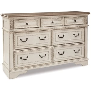 Signature Design by Ashley Realyn 7-Drawer Dresser in Chipped White and Brown