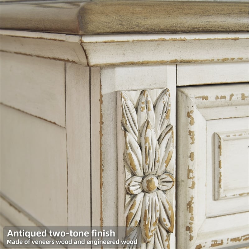 Signature Design by Ashley Realyn 7-Drawer Dresser in Chipped White and Brown