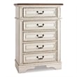 Ashley Realyn 5 Drawer 34&quot Chest in Chipped White and Brown