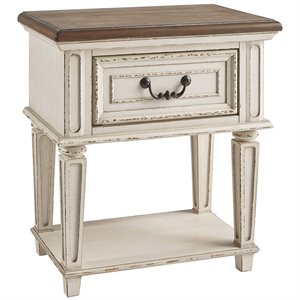 ashley realyn 1 drawer nightstand in chipped white and brown