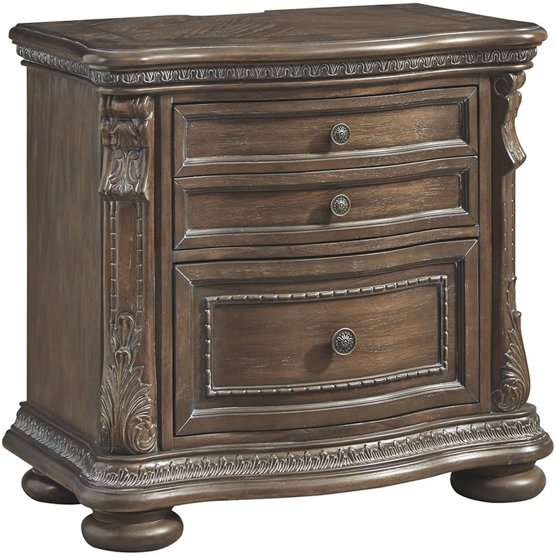 Ashley Furniture Charmond 2 Drawer Nightstand with USB Ports in Brown