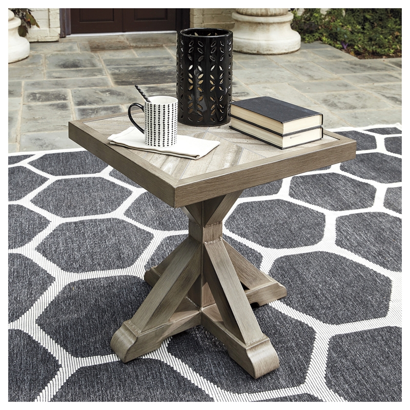 Signature Design by Ashley Beachcroft Square Patio End Table in Beige