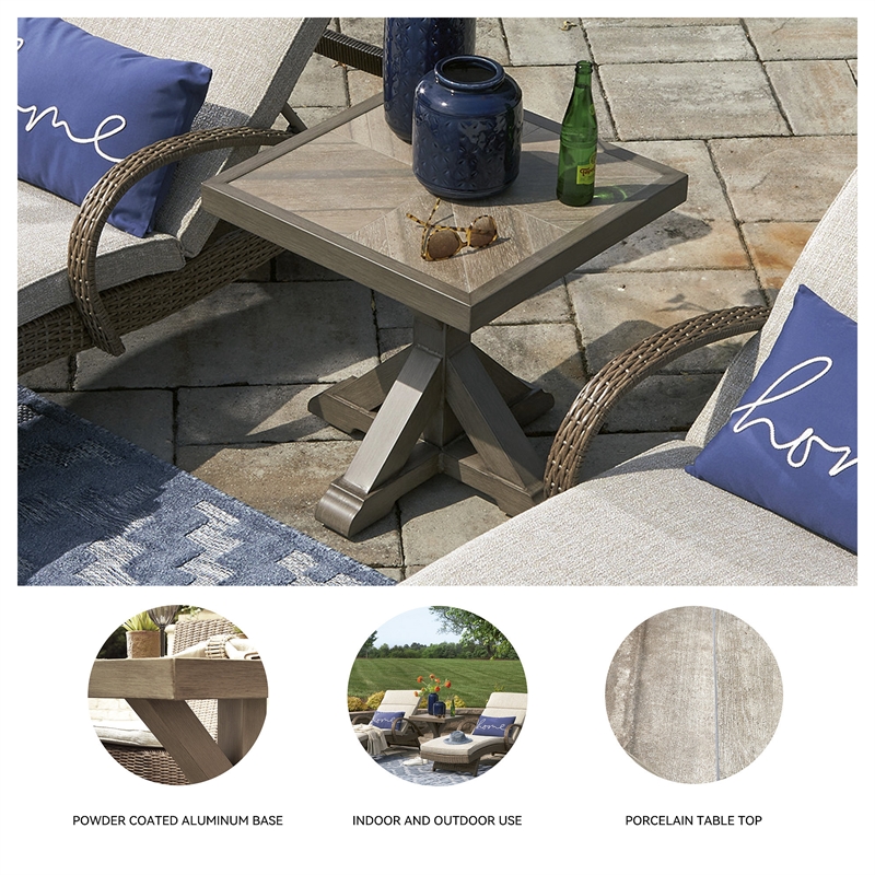 Signature Design by Ashley Beachcroft Square Patio End Table in Beige