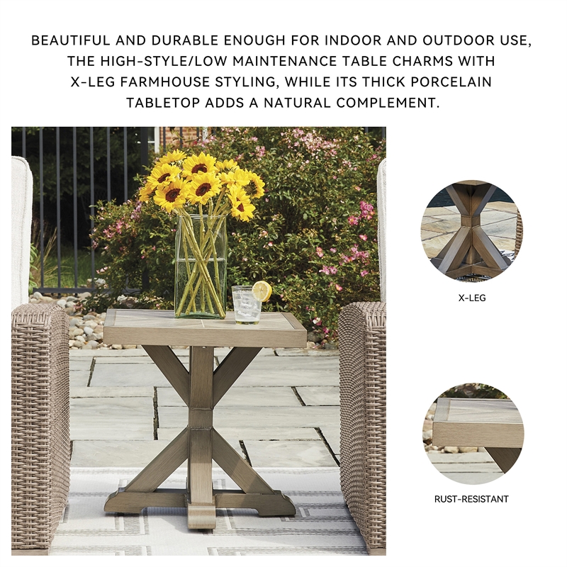 Signature Design by Ashley Beachcroft Square Patio End Table in Beige