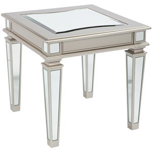 ashley furniture tessani mirrored accent end table in silver