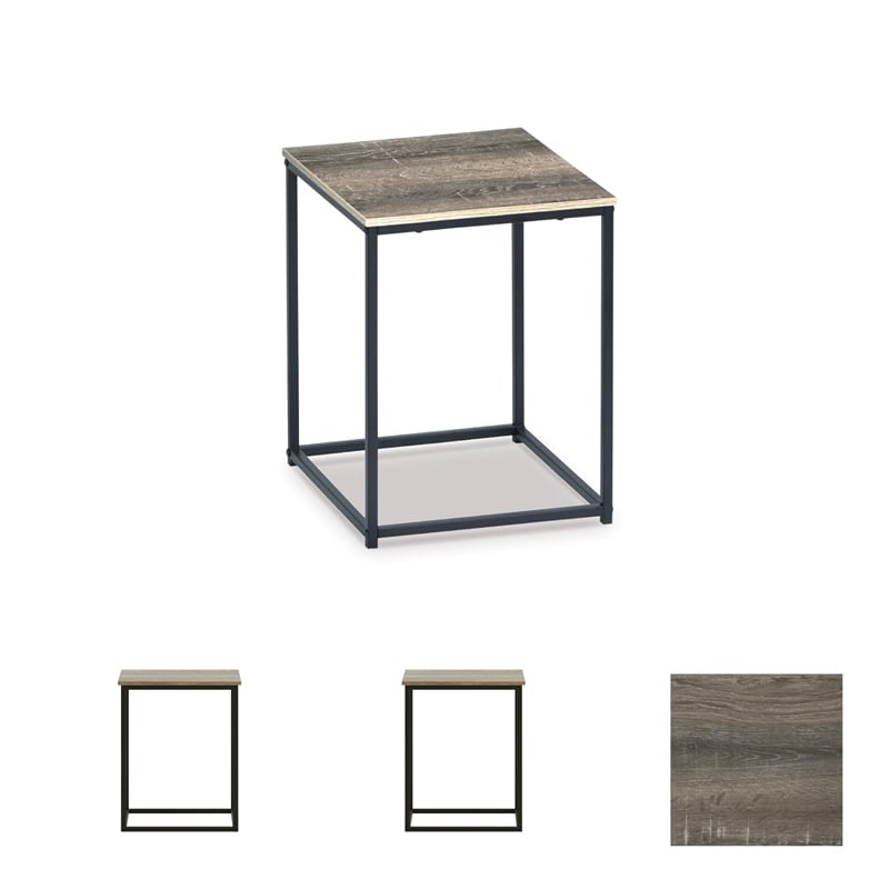 Ashley Furniture Wadeworth 3 Piece Coffee Table Set in Dark Metallic and Black