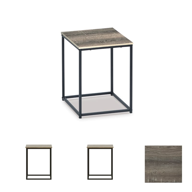 Ashley Furniture Wadeworth 3 Piece Coffee Table Set in Dark Metallic and Black