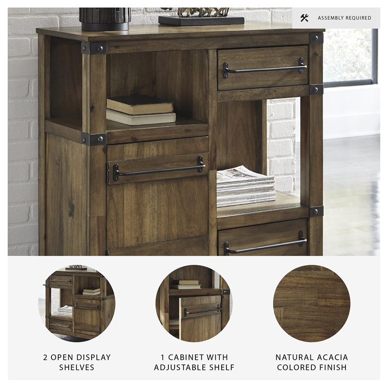 Signature Design by Ashley Roybeck Accent Cabinet in Light Brown and Bronze