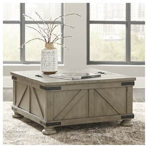 Ashley Furniture Aldwin Engineered Wood Square Coffee Table in Weathered Gray