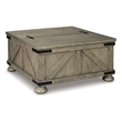 Ashley Furniture Aldwin Engineered Wood Square Coffee Table in Weathered Gray