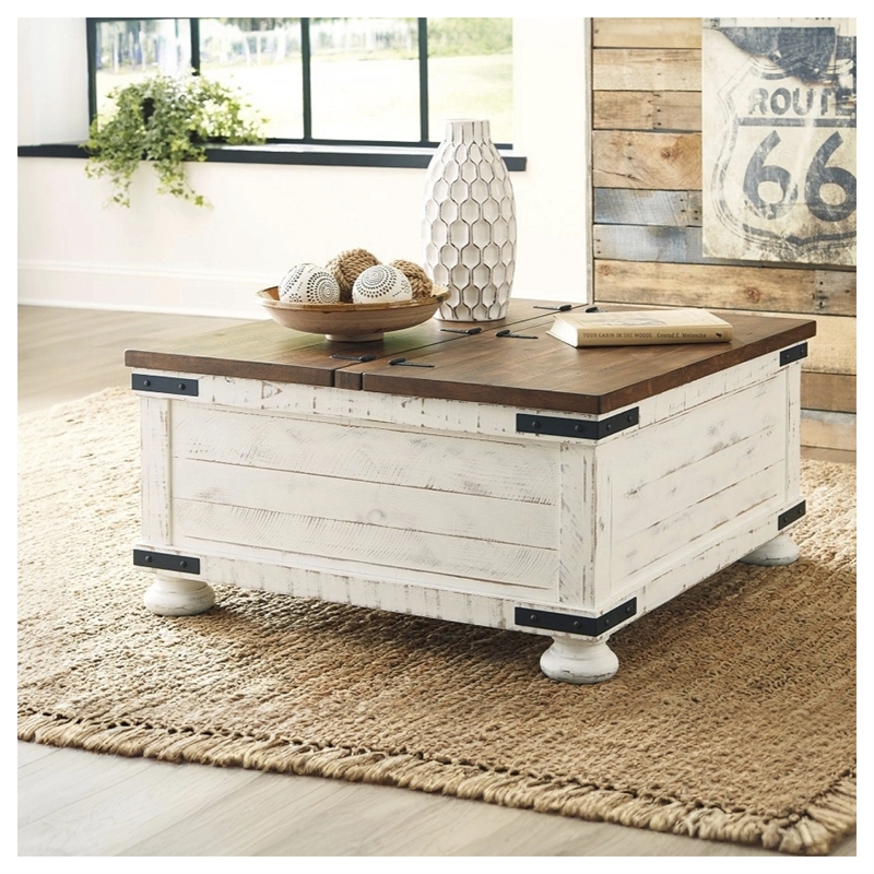 Signature Design by Ashley Wystfield Storage Coffee Table in Vintage White