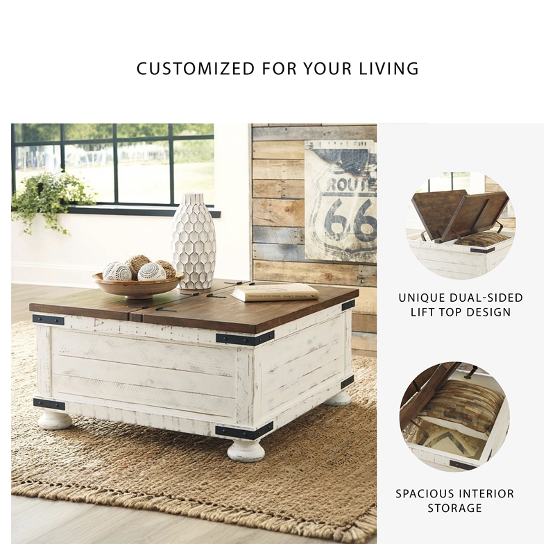 Signature Design by Ashley Wystfield Storage Coffee Table in Vintage White