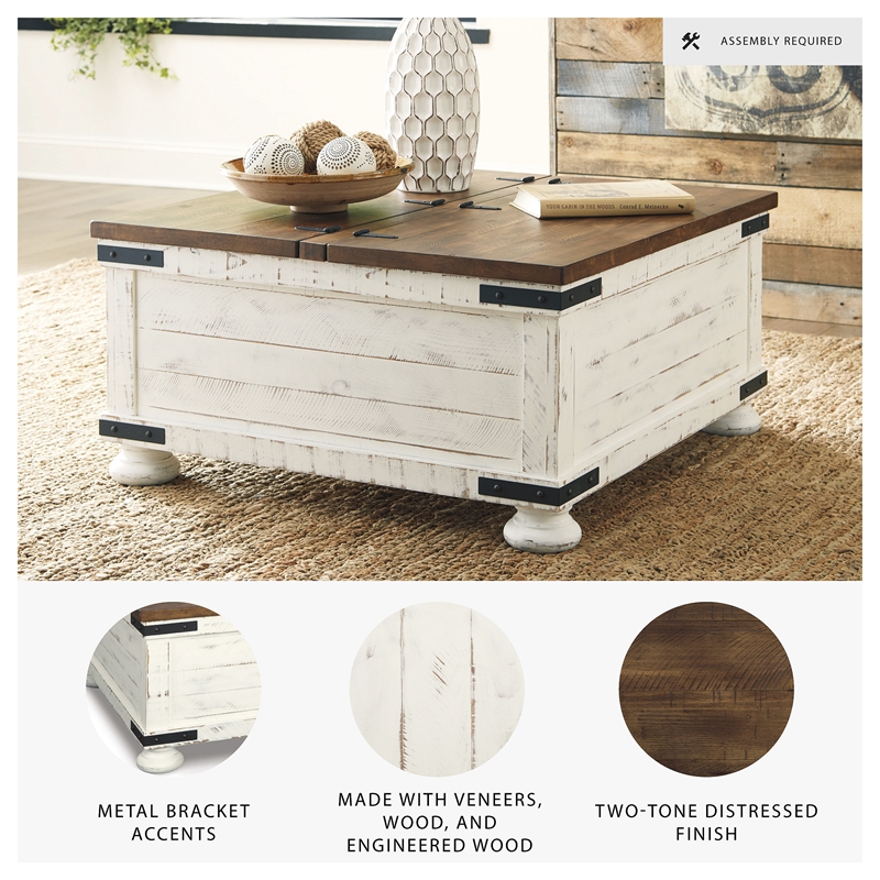 Signature Design by Ashley Wystfield Storage Coffee Table in Vintage White