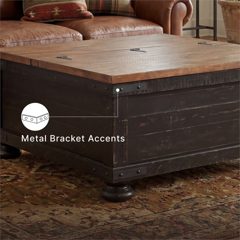 Ashley Furniture Valebeck Engineered Wood Lift-Top Coffee Table in Black/Brown