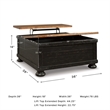 Ashley Furniture Valebeck Engineered Wood Lift-Top Coffee Table in Black/Brown
