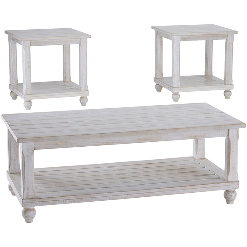 Ashley Furniture Cloudhurst 3 Piece Coffee Table Set in White