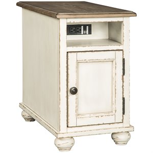 ashley furniture realyn storage end table with usb ports in white